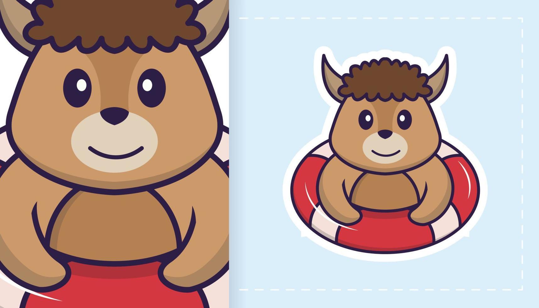 Cute sheep mascot character. Can be used for stickers, patches, textiles, paper. Vector illustration