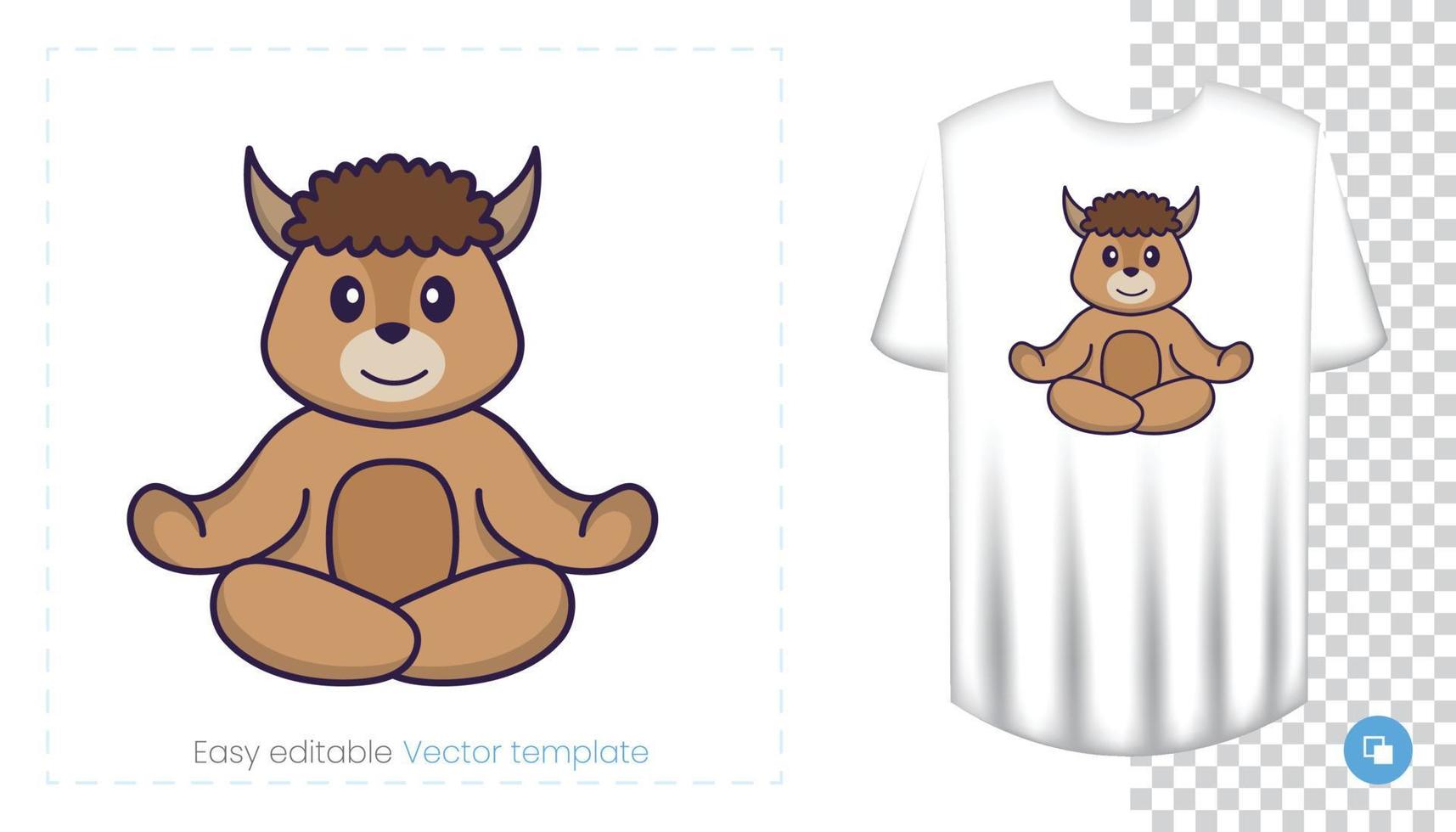 Cute sheep character. Prints on T-shirts, sweatshirts, cases for mobile phones, souvenirs. Isolated vector illustration on white background.