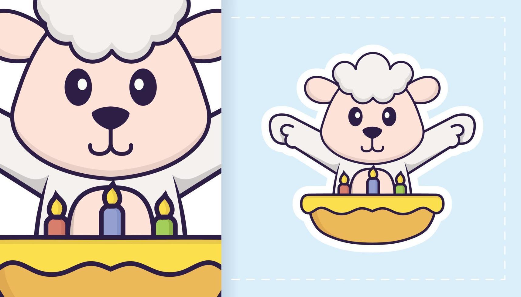 Cute sheep mascot character. Can be used for stickers, patches, textiles, paper. Vector illustration