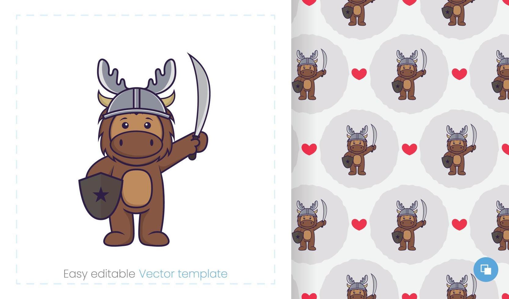 Cute bull mascot character. Can be used on stickers, patches, textiles, paper, cloth and others. vector
