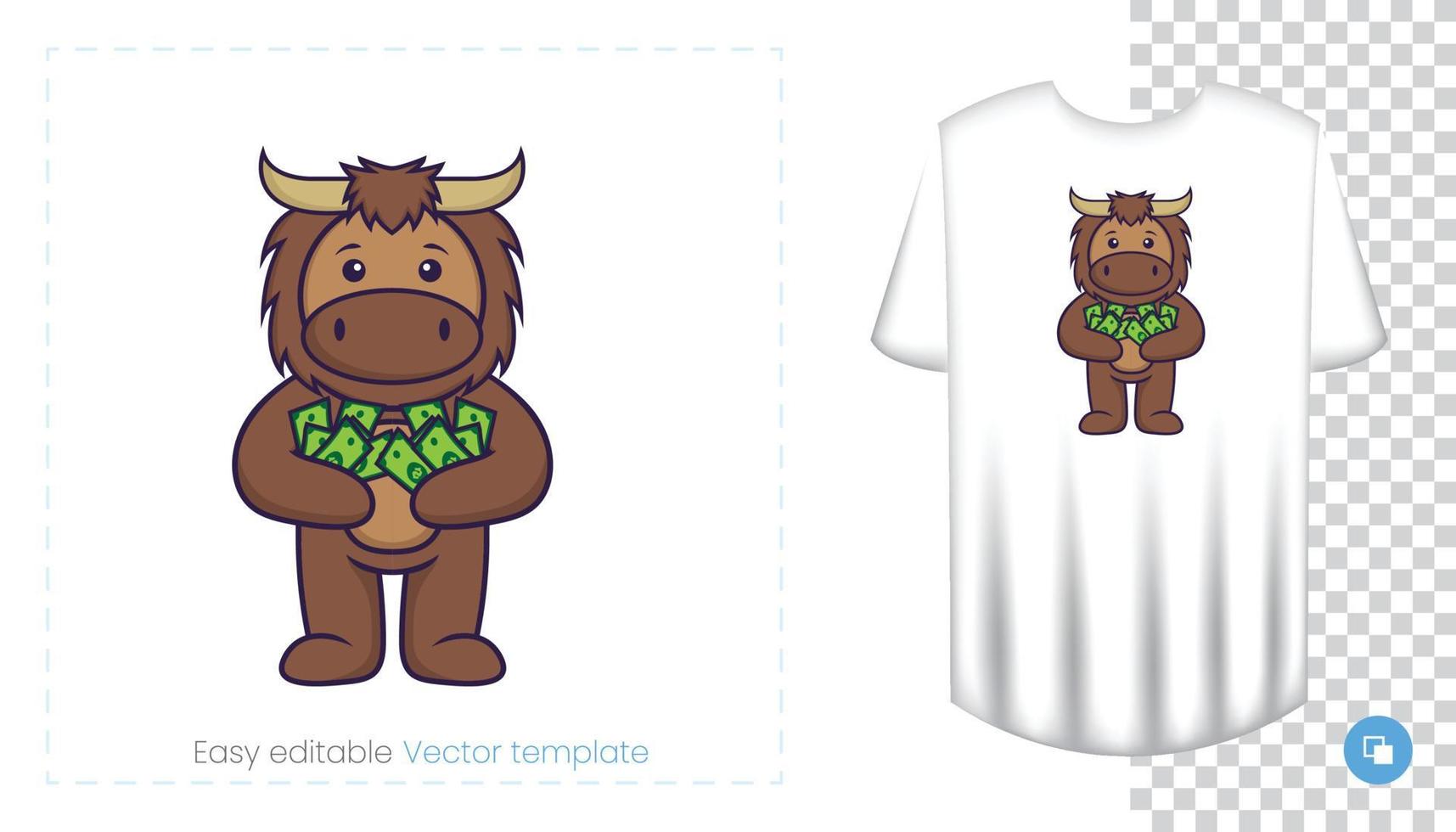 Cute bull mascot character. Can be used on stickers, patches, textiles, paper, cloth and others. vector