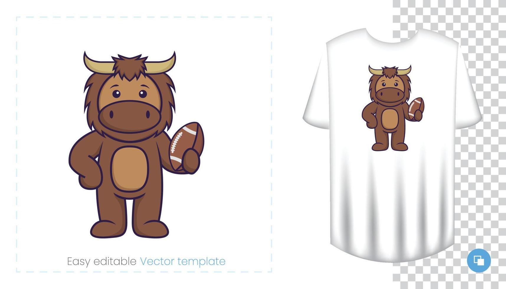 lindo personaje de mascota de toro. Se puede utilizar en pegatinas, parches, textiles, papel, telas y otros. vector