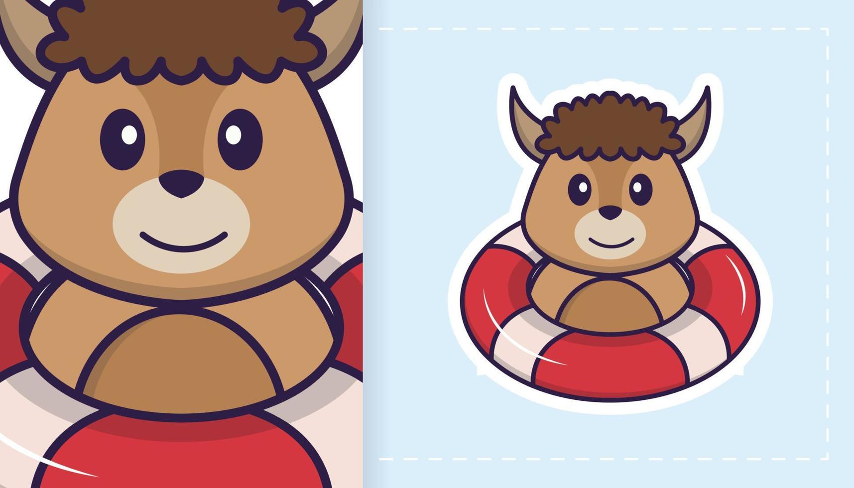 Cute sheep mascot character. Can be used for stickers, patches, textiles, paper. Vector illustration