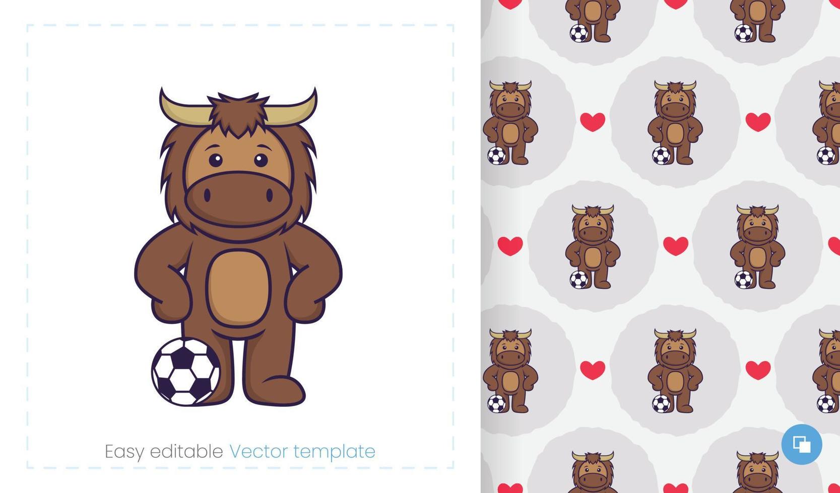 Cute bull mascot character. Can be used on stickers, patches, textiles, paper, cloth and others. vector