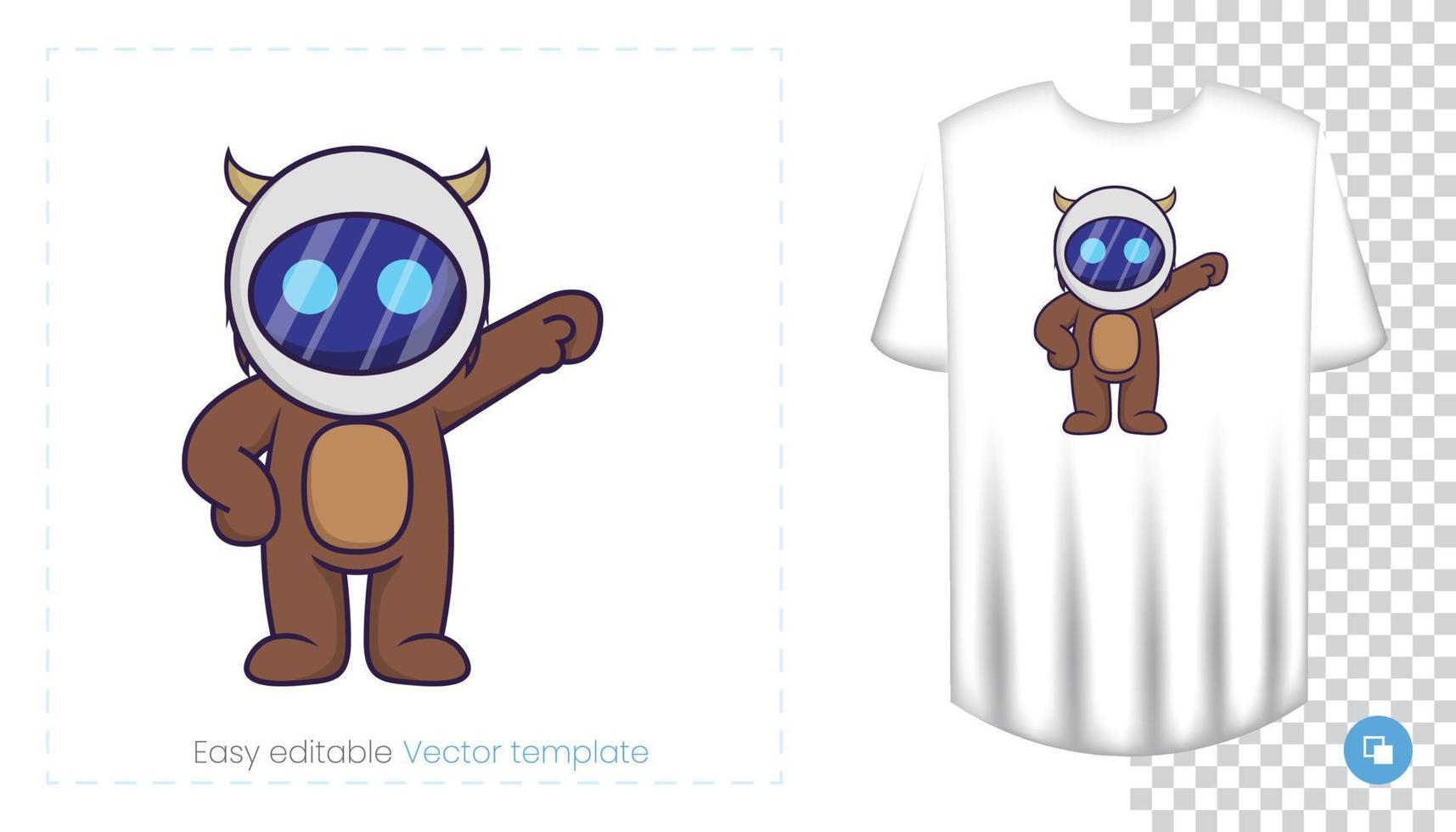 Cute bull mascot character. Can be used on stickers, patches, textiles, paper, cloth and others. vector