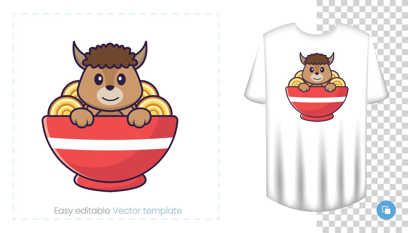 Cute sheep character. Prints on T-shirts, sweatshirts, cases for mobile phones, souvenirs. Isolated vector illustration on white background.