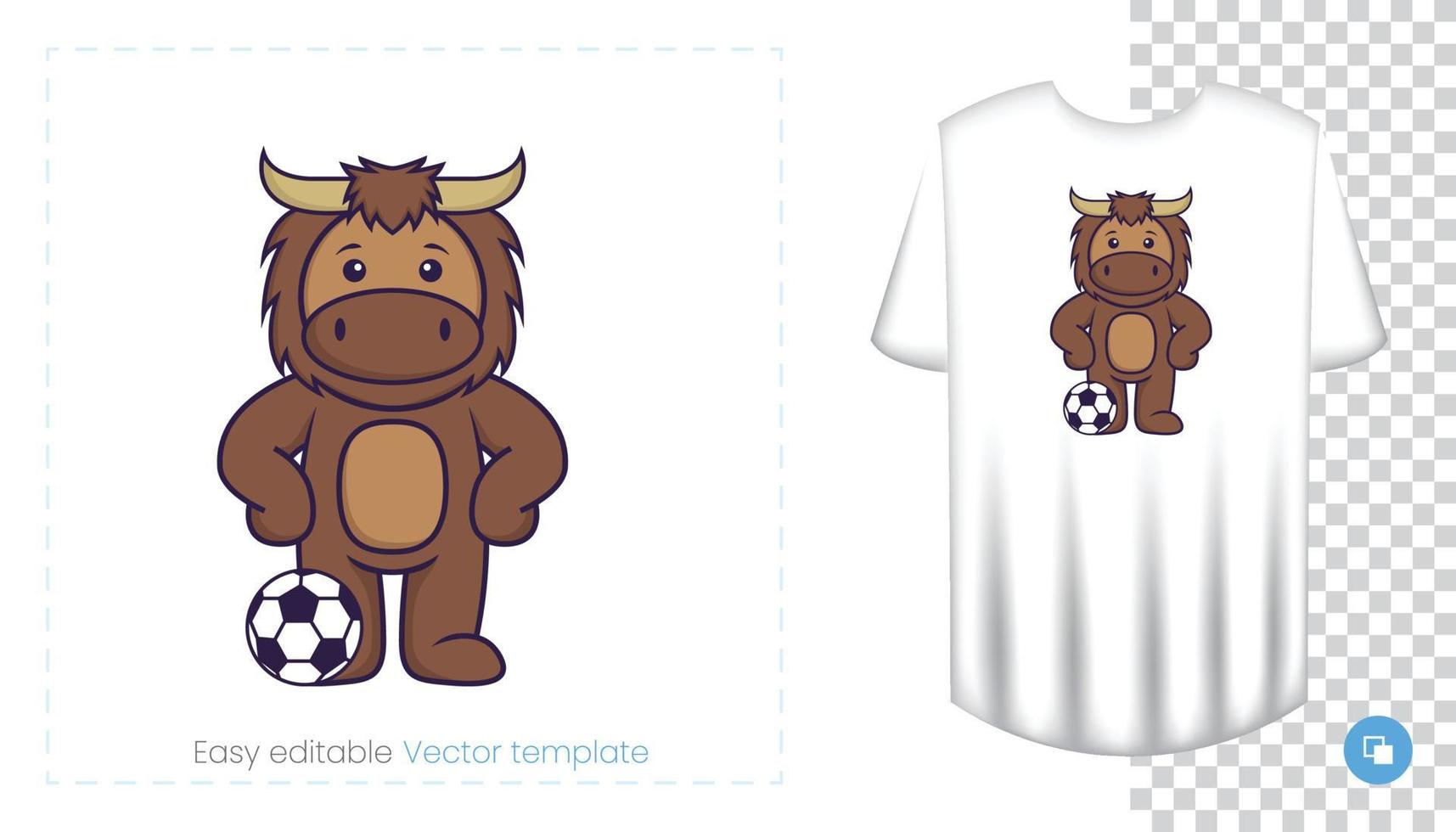 Cute bull mascot character. Can be used on stickers, patches, textiles, paper, cloth and others. vector