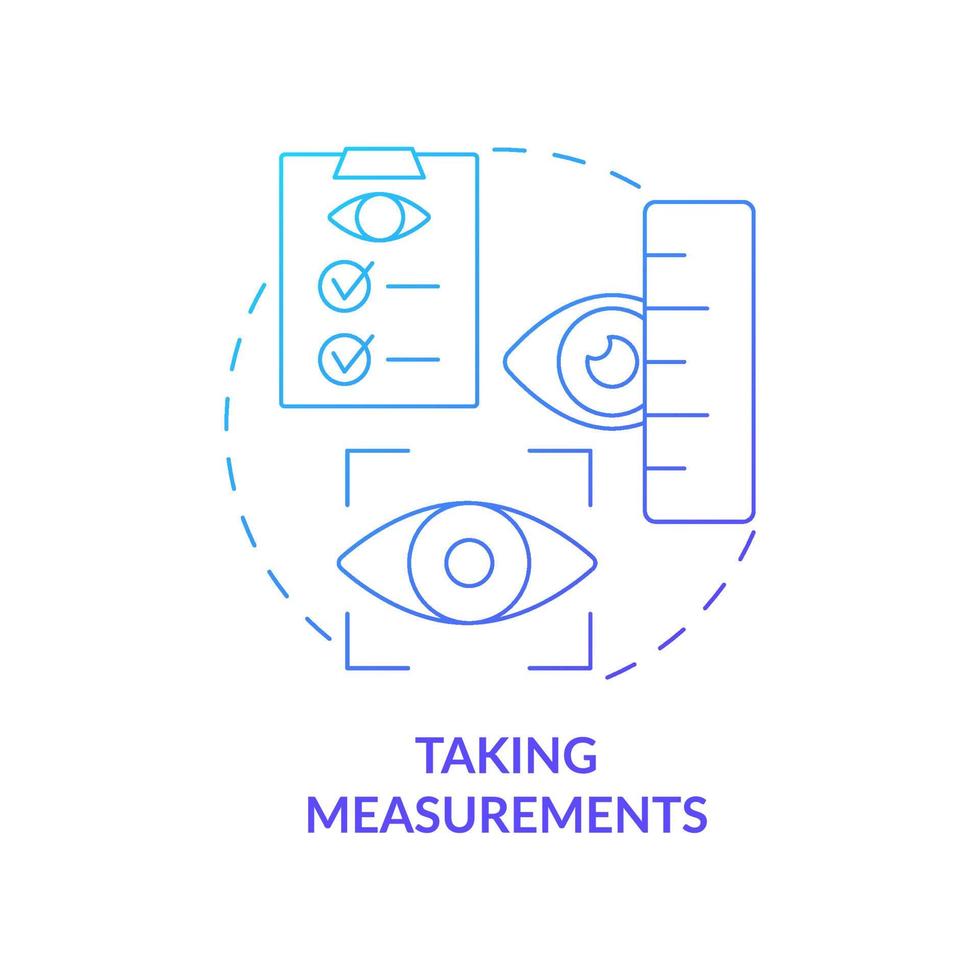 tomando medidas icono del concepto de gradiente. examen y preparación médica. medidas oculares antes de la cirugía lasik idea abstracta ilustración de línea fina. dibujo de color de contorno aislado vectorial vector