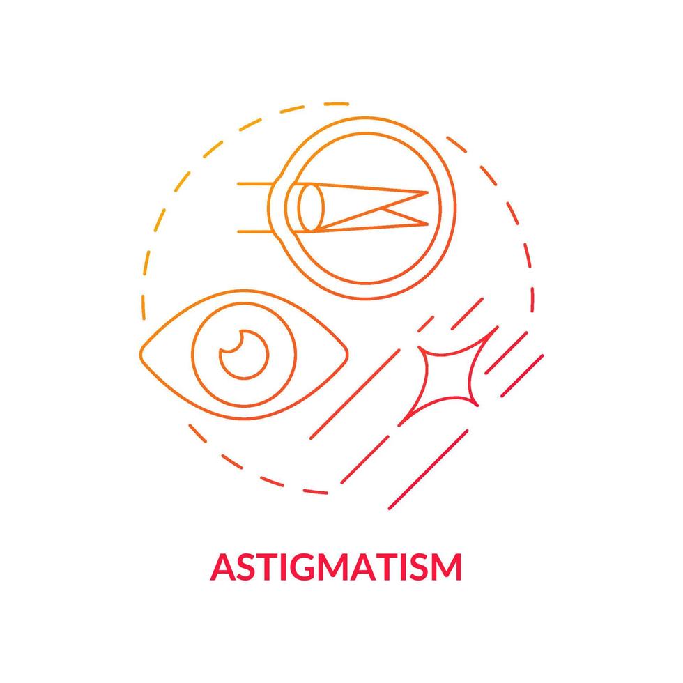 icono de concepto de gradiente de astigmatismo. problema y condición de la visión común. problemas que necesitan ser tratados cirugía lasik idea abstracta ilustración de línea fina. dibujo de color de contorno aislado vectorial vector