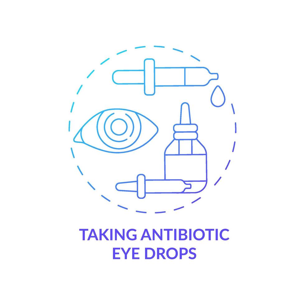 Taking antibiotic eye drops gradient concept icon. Prescribed medication by doctor. Laser eye surgery preparation abstract idea thin line illustration. Vector isolated outline color drawing