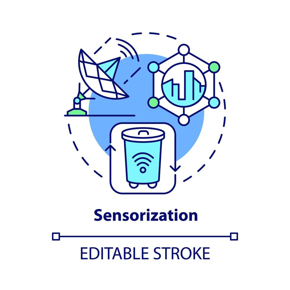 Sensorization concept icon. Modern city digitalization program. Citizen comfort technology abstract idea thin line illustration. Vector isolated outline color drawing. Editable stroke