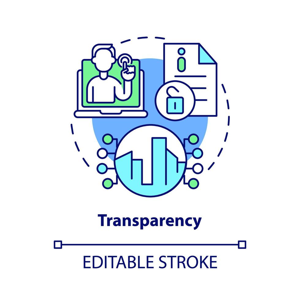 Transparency concept icon. Urban management. Public access to urban services information abstract idea thin line illustration. Vector isolated outline color drawing. Editable stroke