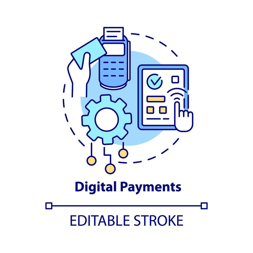 Digital payments concept icon. Safe online banking system. Internet shopping and payment abstract idea thin line illustration. Vector isolated outline color drawing. Editable stroke