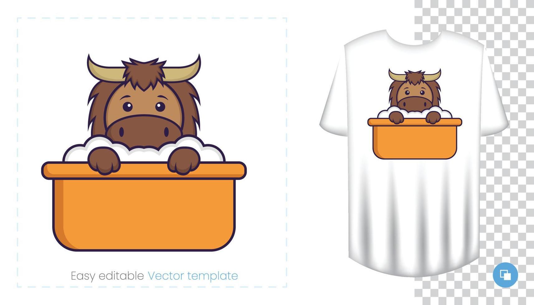 Cute bull mascot character. Can be used on stickers, patches, textiles, paper, cloth and others. vector