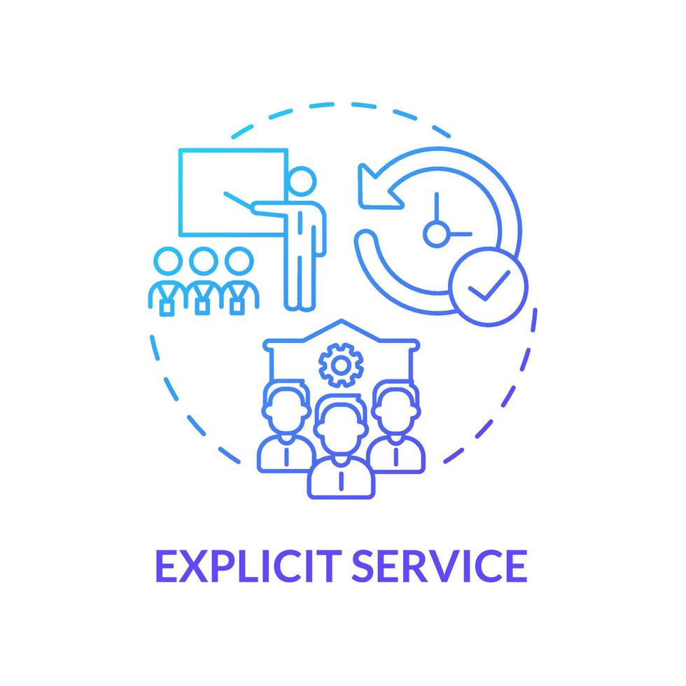 Explicit service blue gradient concept icon. Observable features of product. Facilitating goods. Operations management abstract idea thin line illustration. Vector isolated outline color drawing