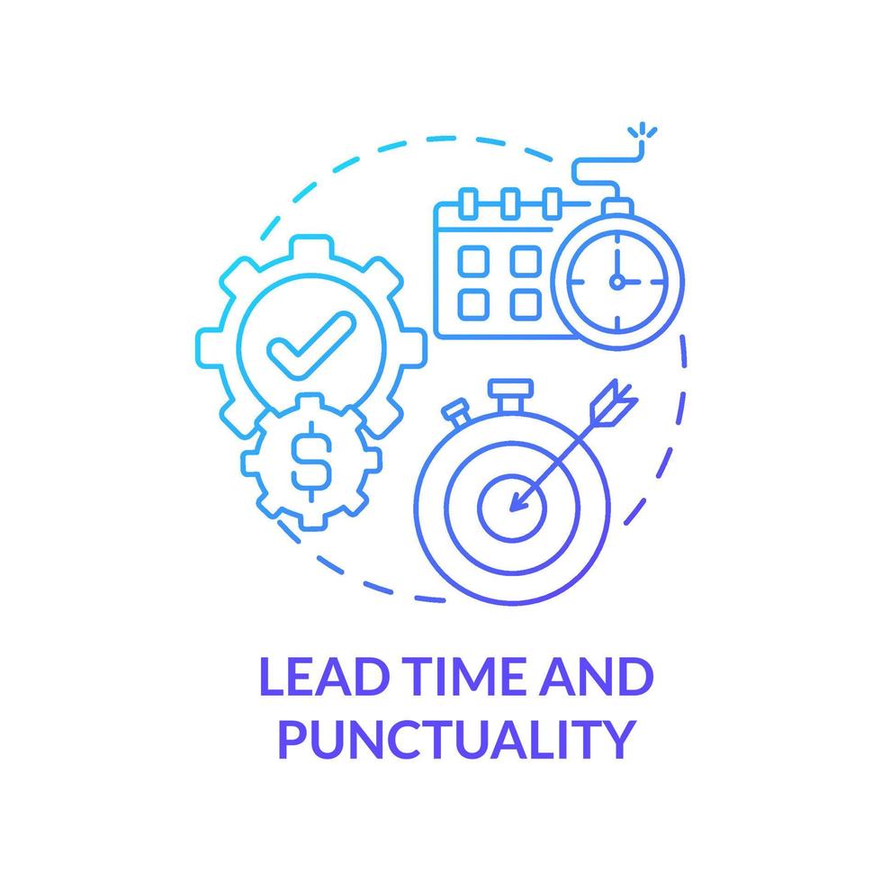 Lead time and punctuality blue gradient concept icon. Productivity in production process. Operations managment abstract idea thin line illustration. Vector isolated outline color drawing