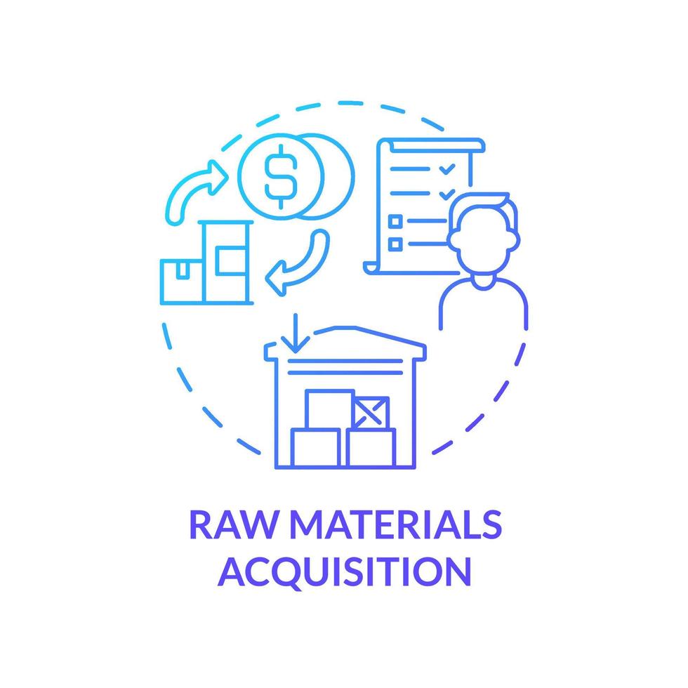 Raw materials acquisition blue gradient concept icon. Procurement for business. Purchasing goods. Operations managment abstract idea thin line illustration. Vector isolated outline color drawing