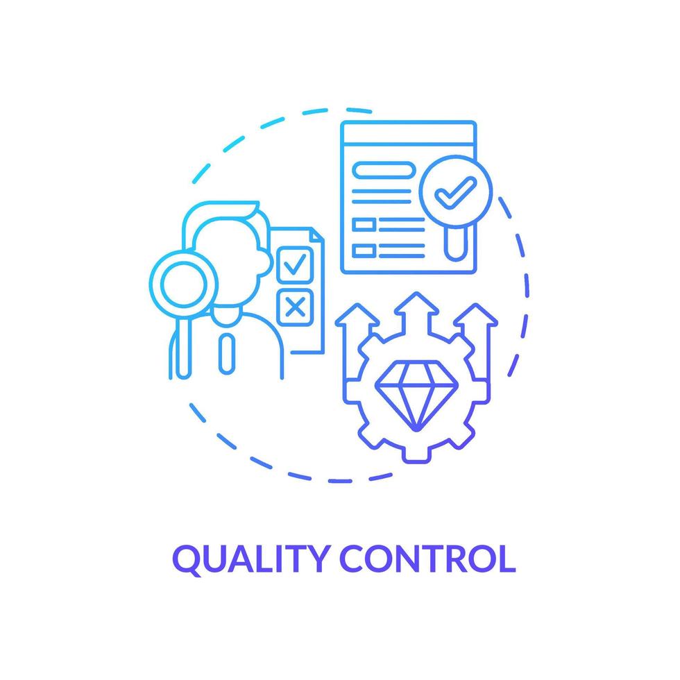 Quality control blue gradient concept icon. Monitoring production. Inspection of goods. Operations managment abstract idea thin line illustration. Vector isolated outline color drawing