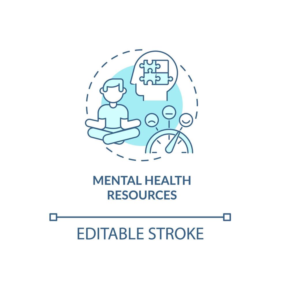 Mental health resources blue concept icon. Employees benefits abstract idea thin line illustration. Wellbeing at work. Job satisfaction. Vector isolated outline color drawing. Editable stroke