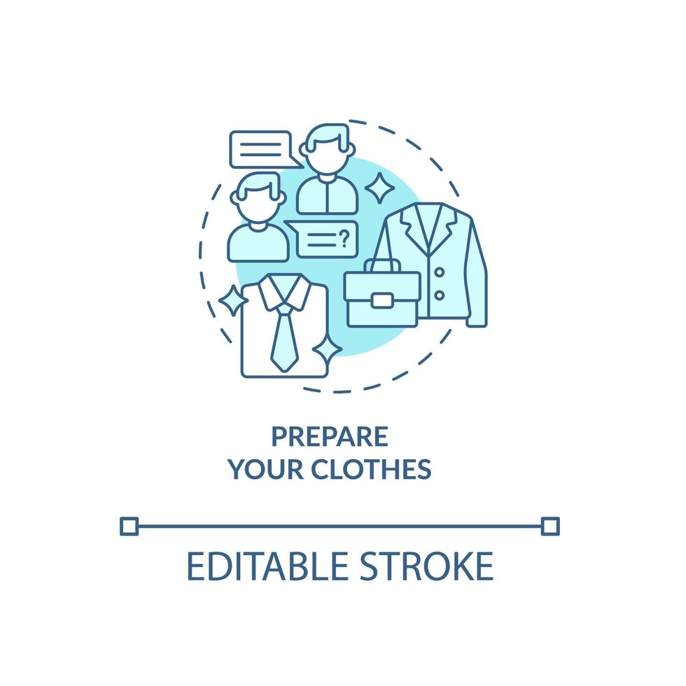 Prepare your clothes blue concept icon. Preparing for job interview abstract idea thin line illustration. Choosing outfit. First impression. Vector isolated outline color drawing. Editable stroke