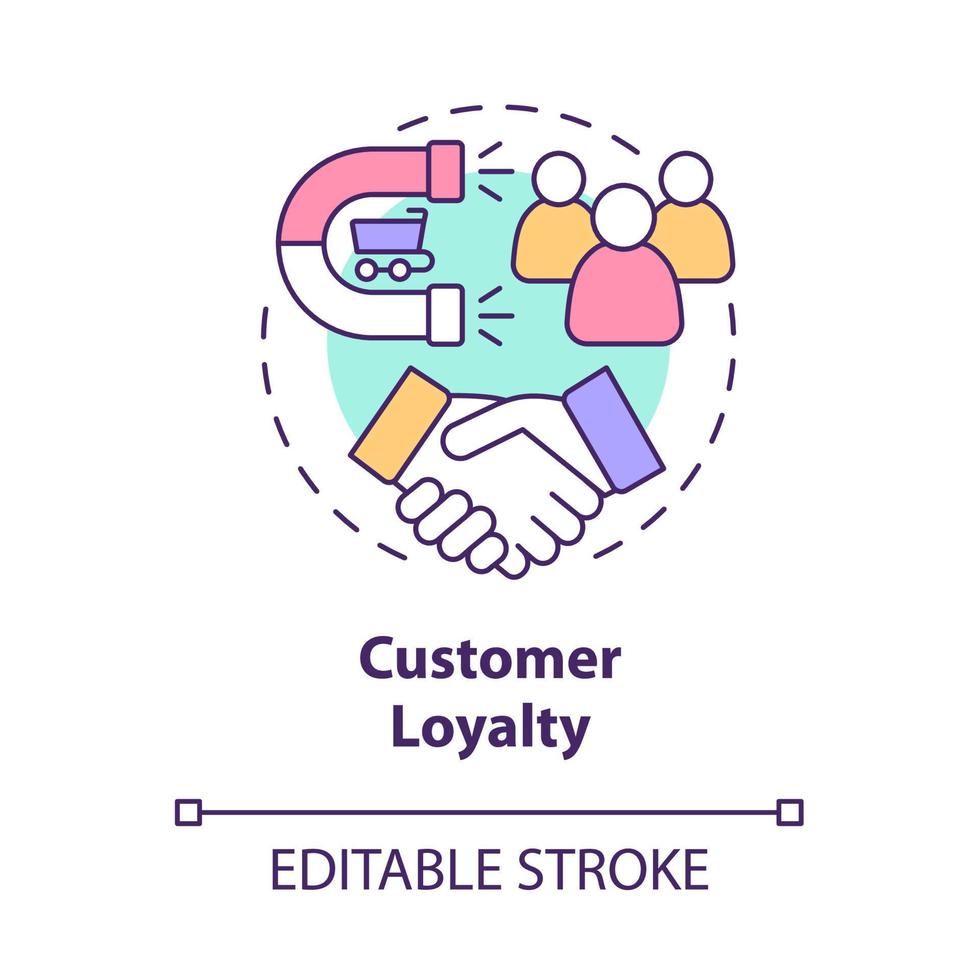 Customer loyalty concept icon. Client retention. Consumer satisfaction and trust. Brand planning abstract idea thin line illustration. Vector isolated outline color drawing. Editable stroke