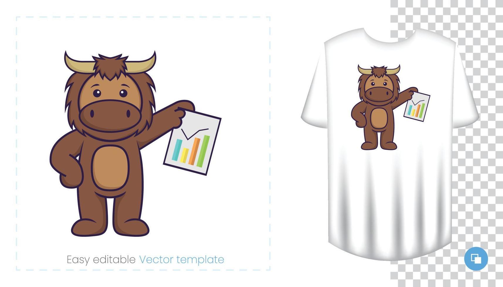 Cute bull mascot character. Can be used on stickers, patches, textiles, paper, cloth and others. vector