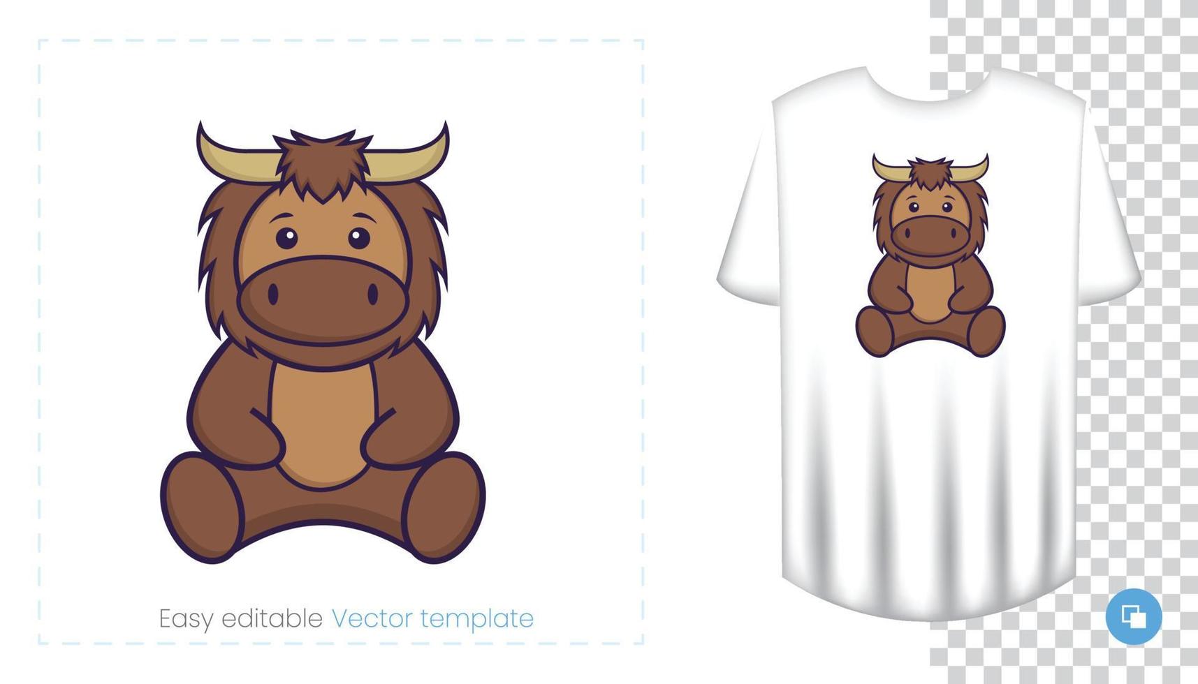 lindo personaje de mascota de toro. Se puede utilizar en pegatinas, parches, textiles, papel, telas y otros. vector