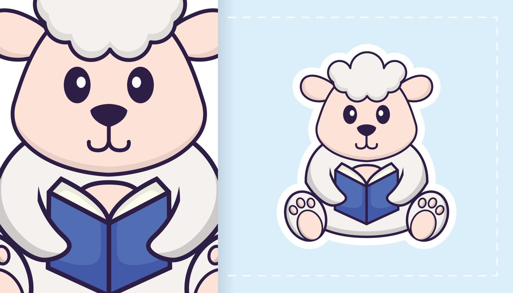 Cute sheep mascot character. Can be used for stickers, patches, textiles, paper. Vector illustration