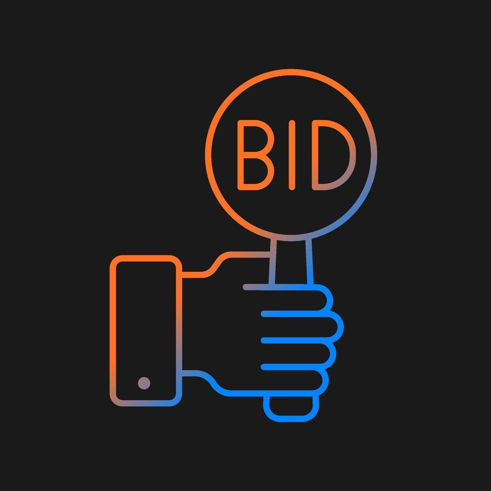 Bidding gradient vector icon for dark theme. Offering highest price to win. Bargaining for item. Auction participants. Thin line color symbol. Modern style pictogram. Vector isolated outline drawing