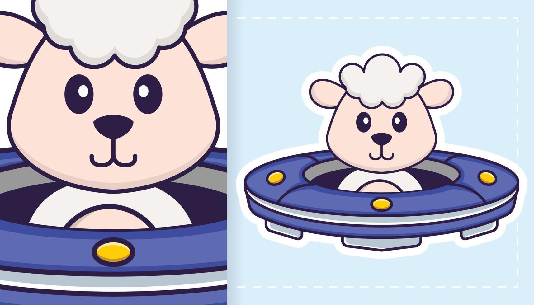 Cute sheep mascot character. Can be used for stickers, patches, textiles, paper. Vector illustration