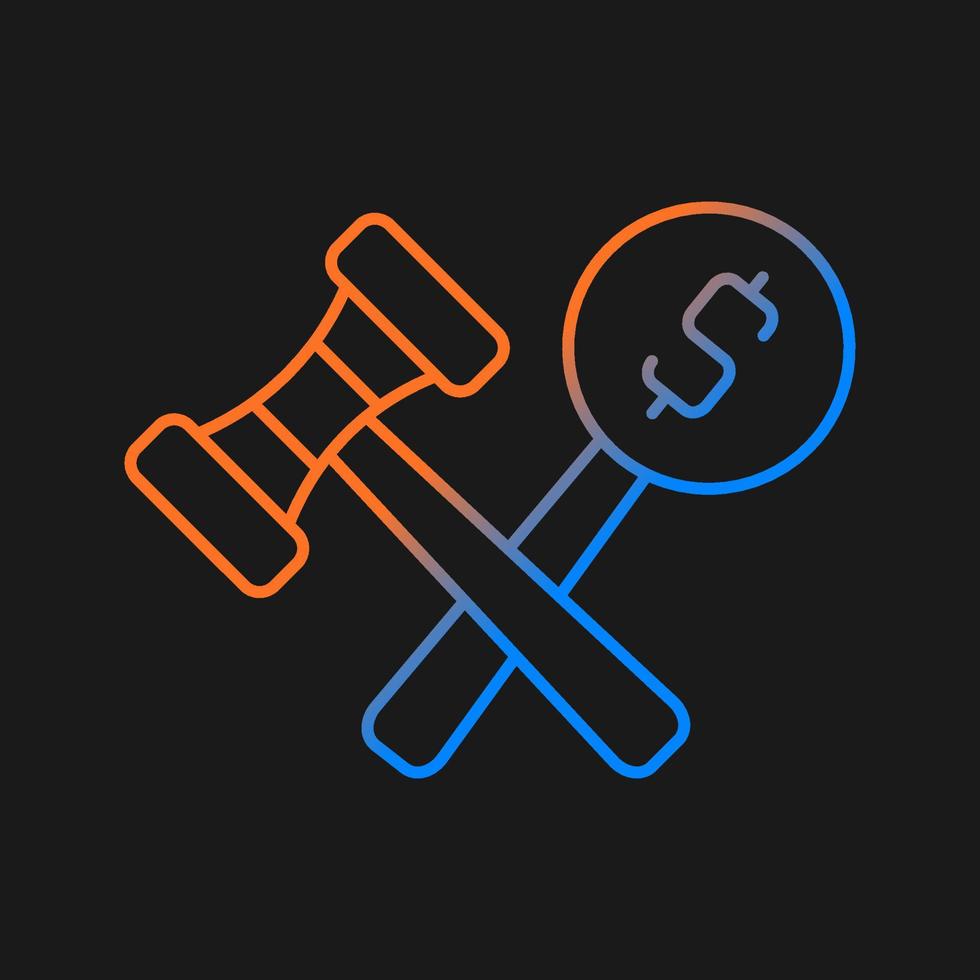 Auction gradient vector icon for dark theme. Competitive bidding for item. Bargaining for property and antique. Thin line color symbol. Modern style pictogram. Vector isolated outline drawing