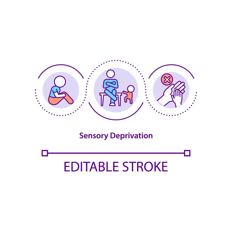 Sensory deprivation concept icon. Cognitive delay abstract idea thin line illustration. Lack of parent care and support. Child mental health. Vector isolated outline color drawing. Editable stroke