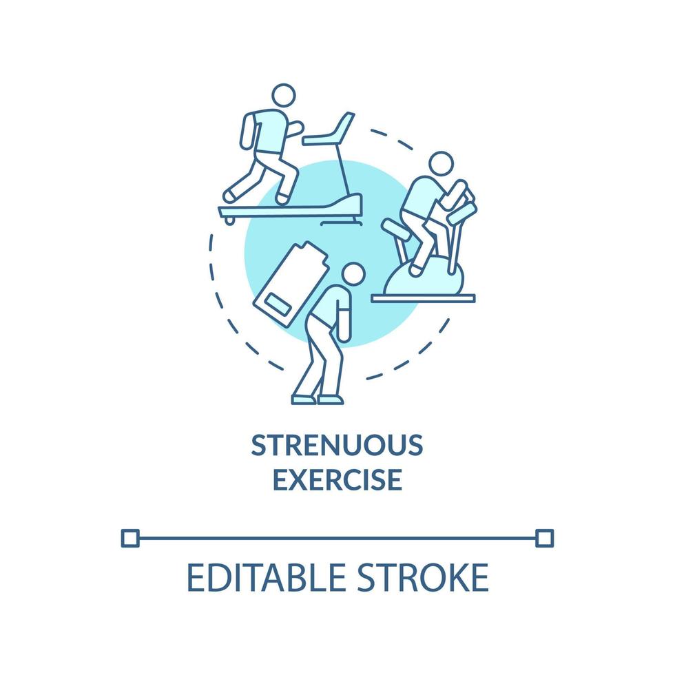 Strenuous exercise blue concept icon. Intense activity requires additional fluid consumption. Rehydration abstract idea thin line illustration. Vector isolated outline color drawing. Editable stroke