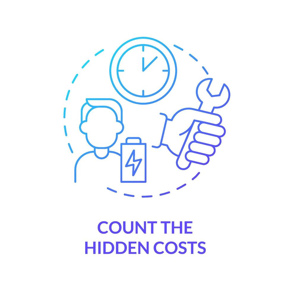 Count hidden costs blue gradient concept icon. Unforeseen price. Purchases cost more than money. Responsible consumption abstract idea thin line illustration. Vector isolated outline color drawing