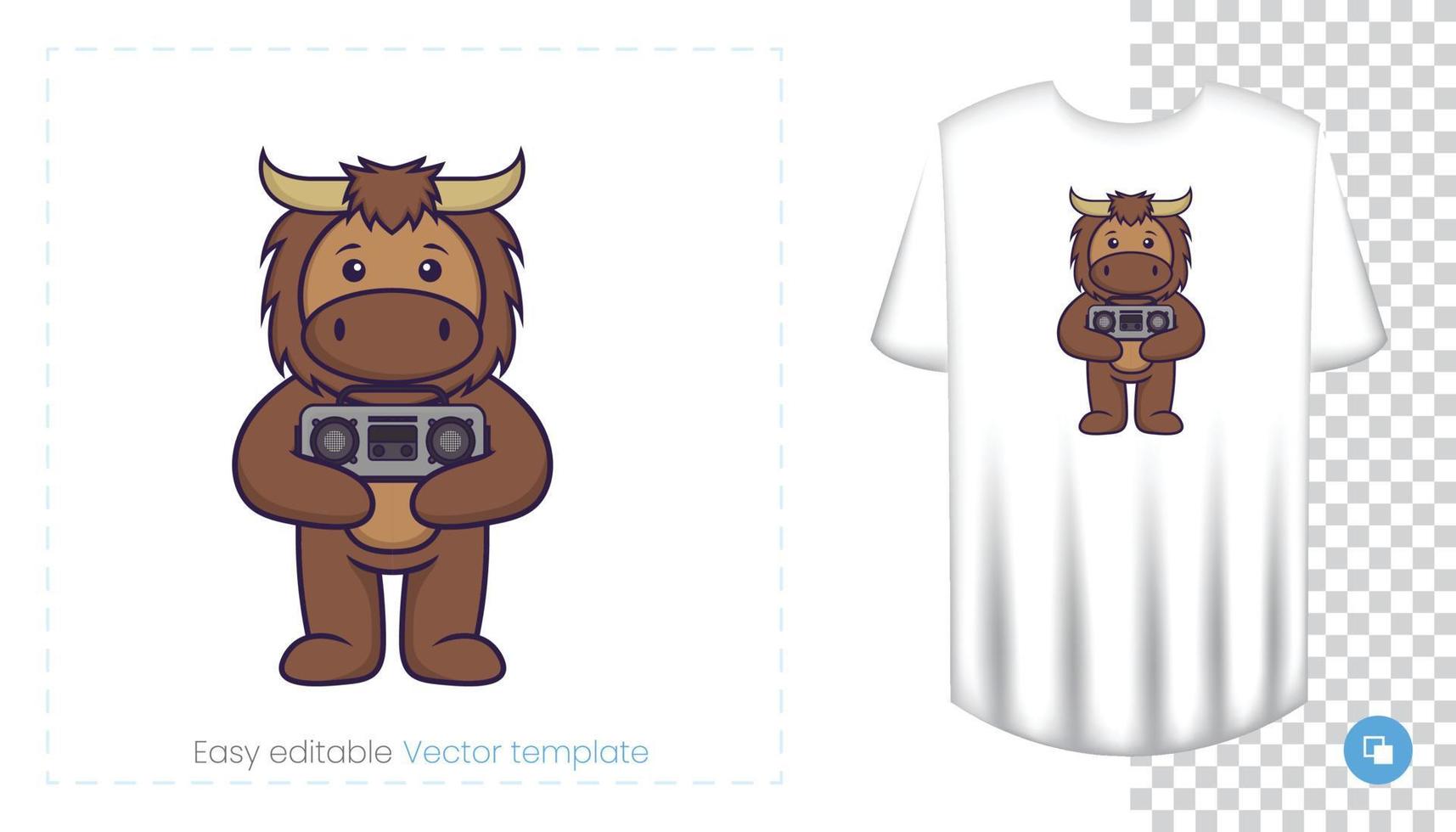 Cute bull mascot character. Can be used on stickers, patches, textiles, paper, cloth and others. vector