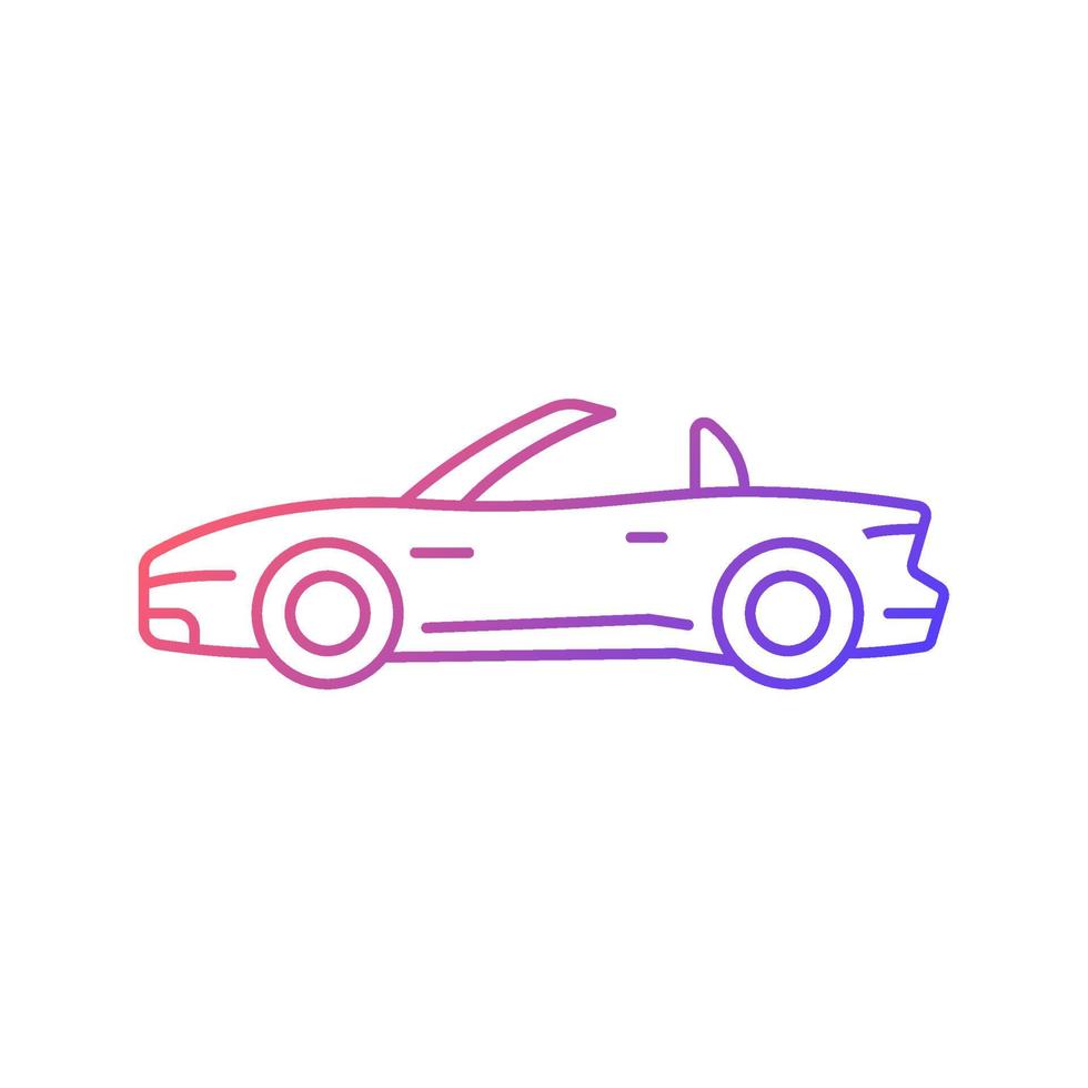 Convertible car gradient linear vector icon. Cabriolet with retractable roof. Open top car driving experience. Thin line color symbol. Modern style pictogram. Vector isolated outline drawing