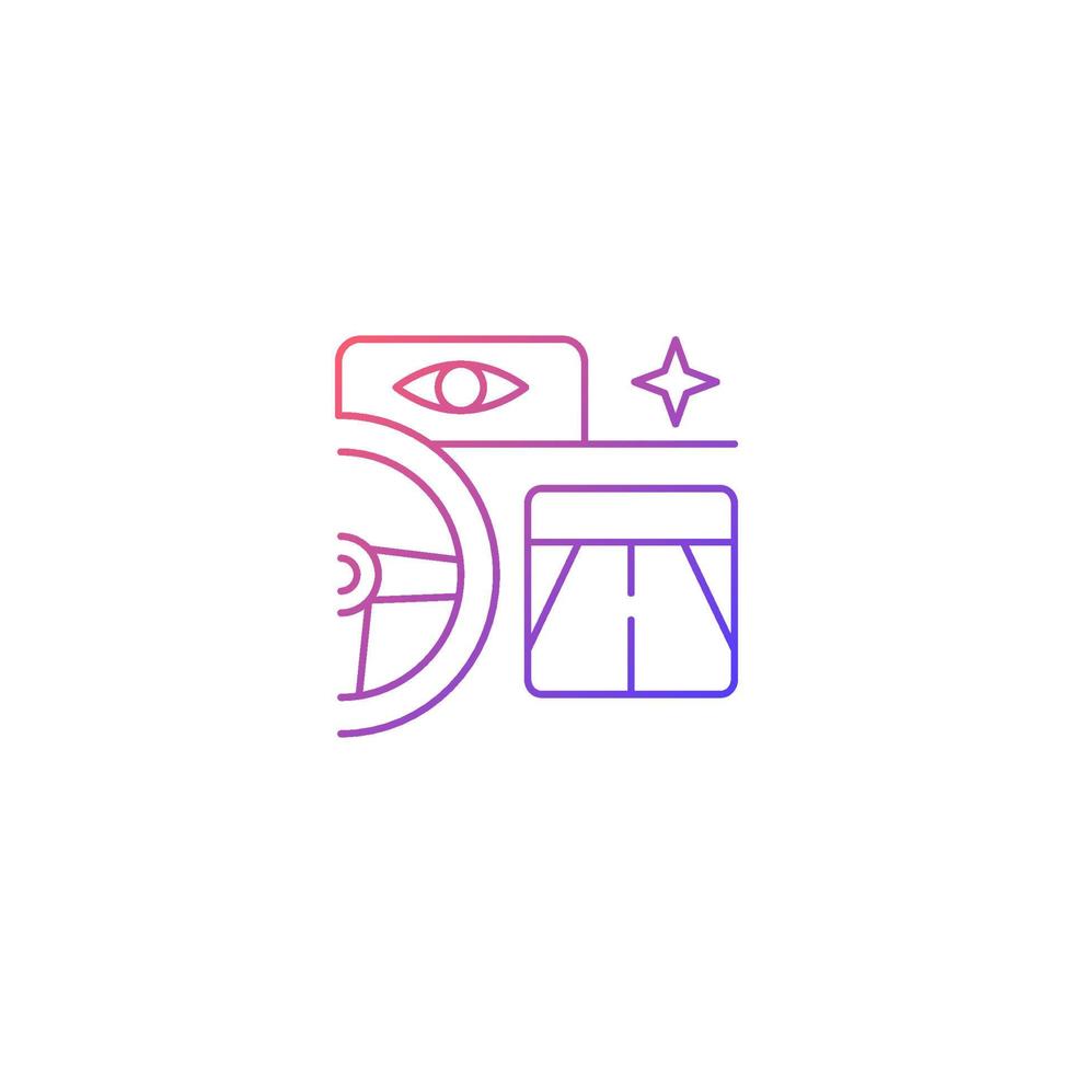 Built in night vision gradient linear vector icon. Enhancing driver vision at nighttime. Thermal imaging feature. Thin line color symbol. Modern style pictogram. Vector isolated outline drawing