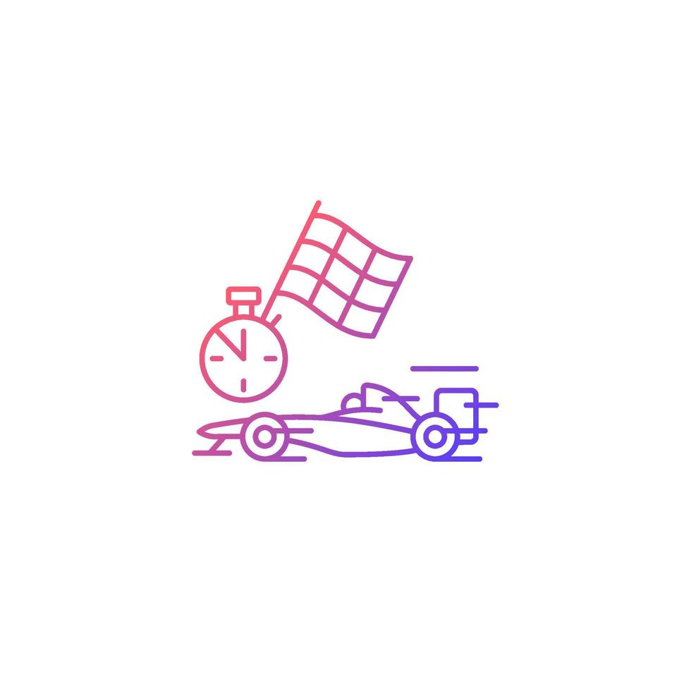 Formula racing gradient linear vector icon. Driving single-seater car. Highest class auto racing. Motor sport. Thin line color symbol. Modern style pictogram. Vector isolated outline drawing
