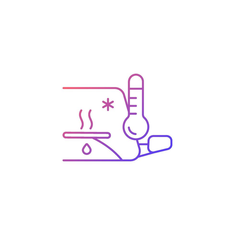 Heated wiper blades gradient linear vector icon. Melting ice and snow feature. Defrosting car windshield. Thin line color symbol. Modern style pictogram. Vector isolated outline drawing