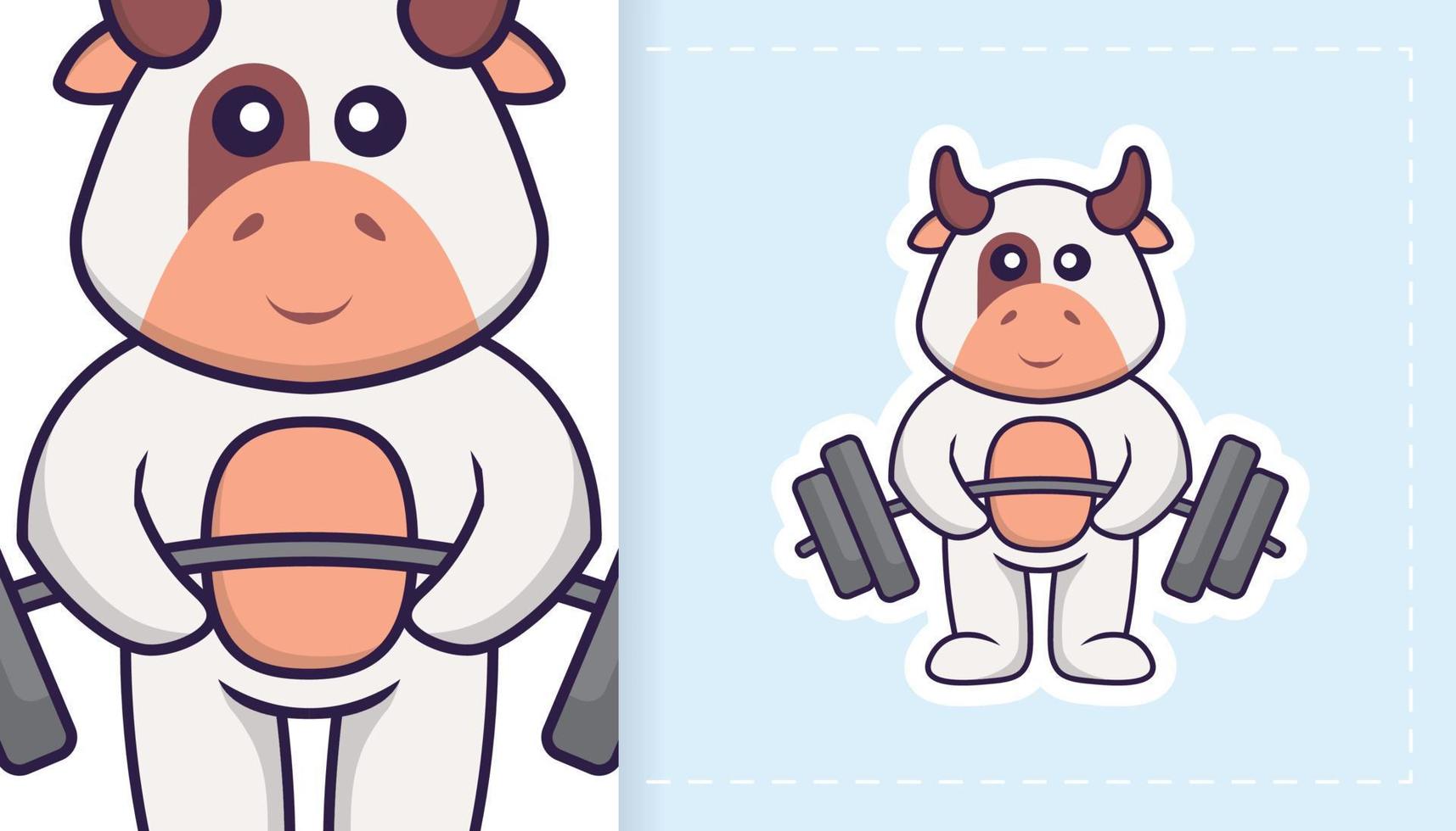 Cute cow mascot character. Can be used for stickers, patches, textiles, paper. Vector illustration