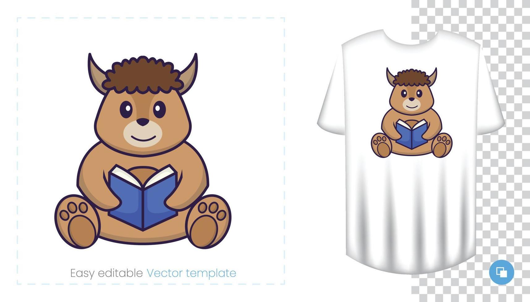 Cute sheep character. Prints on T-shirts, sweatshirts, cases for mobile phones, souvenirs. Isolated vector illustration on white background.