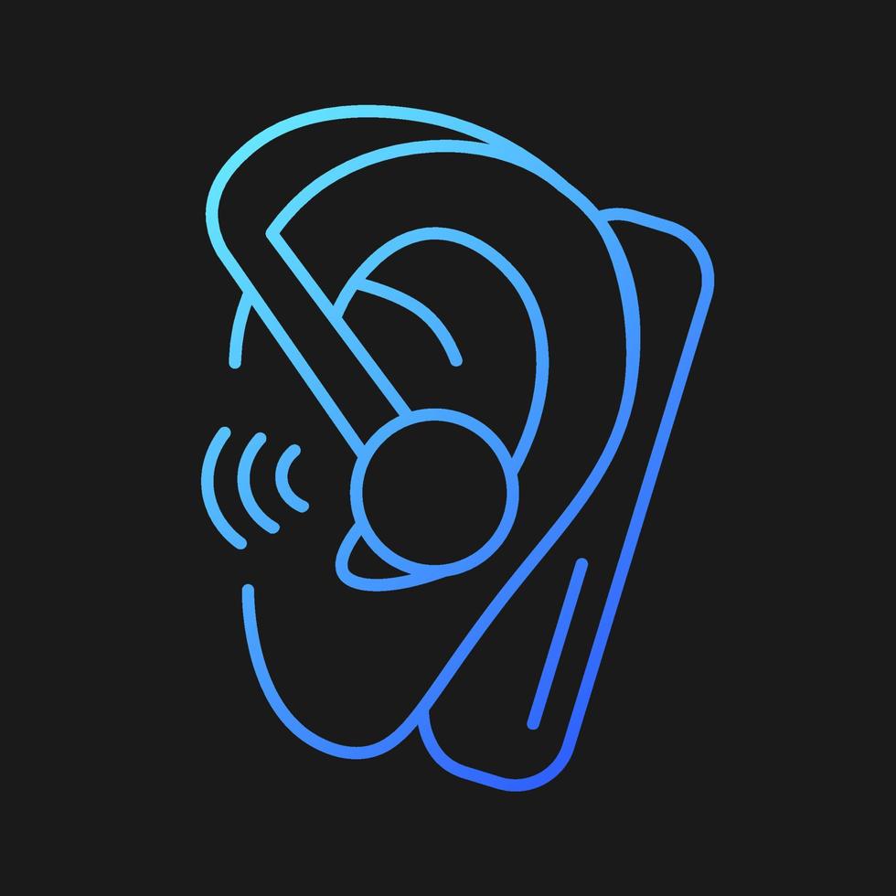 Handsfree headset gradient vector icon for dark theme. Wireless earpiece for conversations. Connected to smartphone. Thin line color symbol. Modern style pictogram. Vector isolated outline drawing