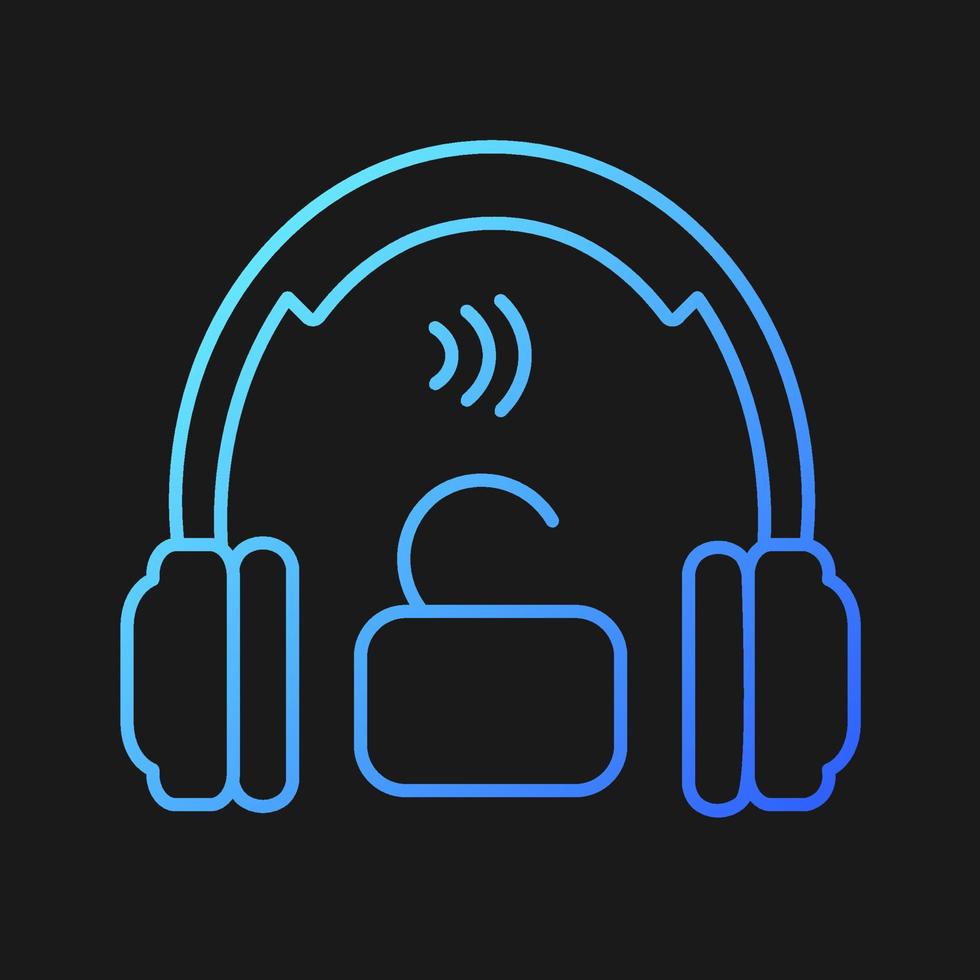 Open back headphones gradient vector icon for dark theme. Over ear earphones for professional music mastering. Thin line color symbol. Modern style pictogram. Vector isolated outline drawing