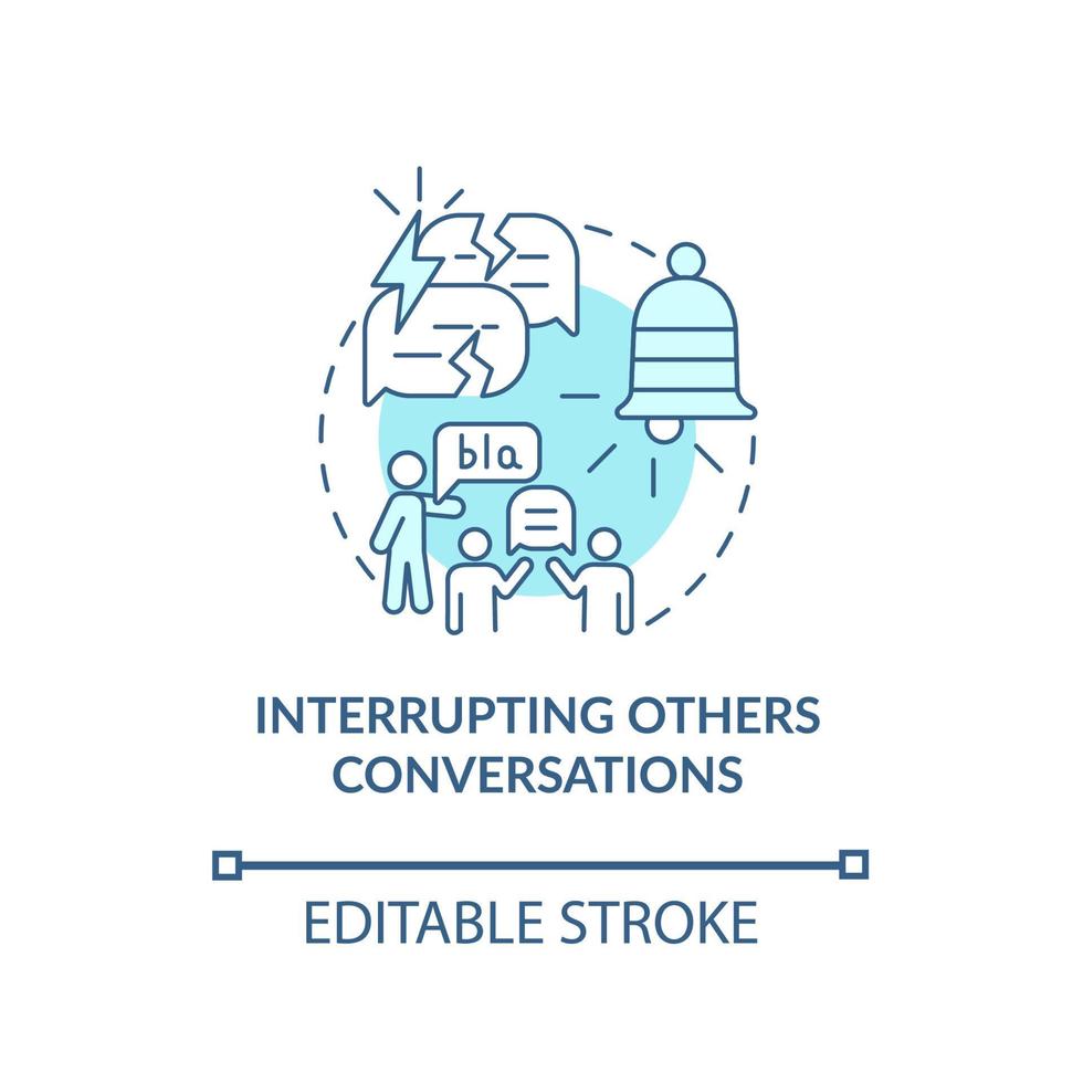 Interrupting others conversations concept icon. Hyperactive-impulsive symptom abstract idea thin line illustration. Breaking social rules. Vector isolated outline color drawing. Editable stroke