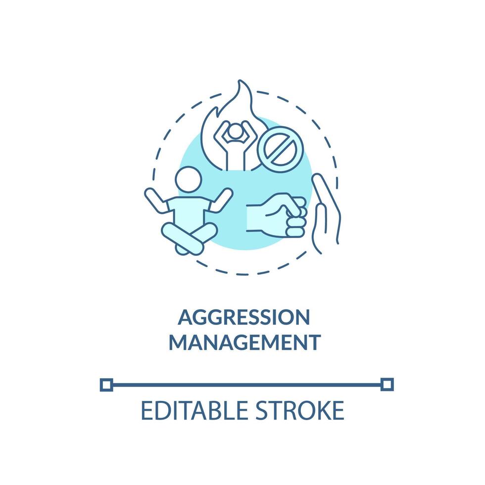 Aggression management concept icon. Parenting tip for ADHD abstract idea thin line illustration. Improve child behavior. Help with self-control. Vector isolated outline color drawing. Editable stroke