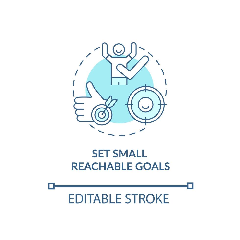 Set small, reachable goals concept icon. Parenting tip for ADHD abstract idea thin line illustration. Providing effective instructions. Vector isolated outline color drawing. Editable stroke