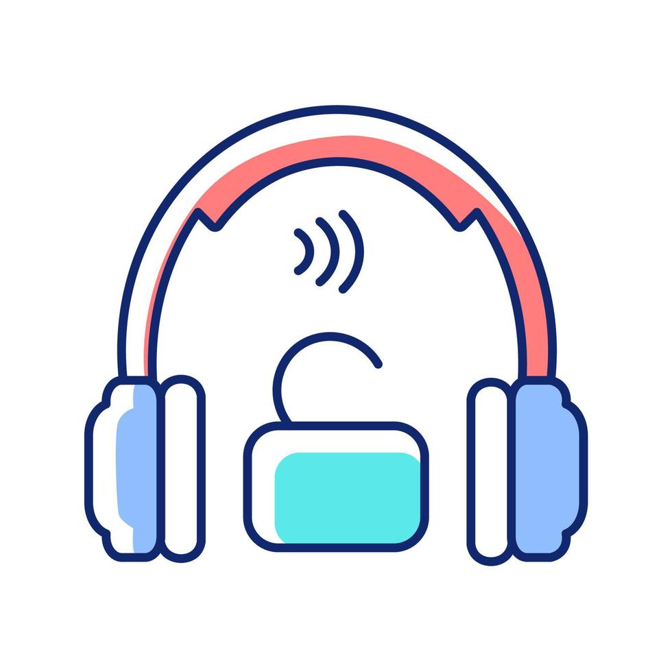 Auriculares traseros abiertos icono de color rgb. audífonos sobre la oreja para masterización profesional de música. Auriculares con cable sin bloqueo de ruido. ilustración vectorial aislada. dibujo lineal relleno simple vector