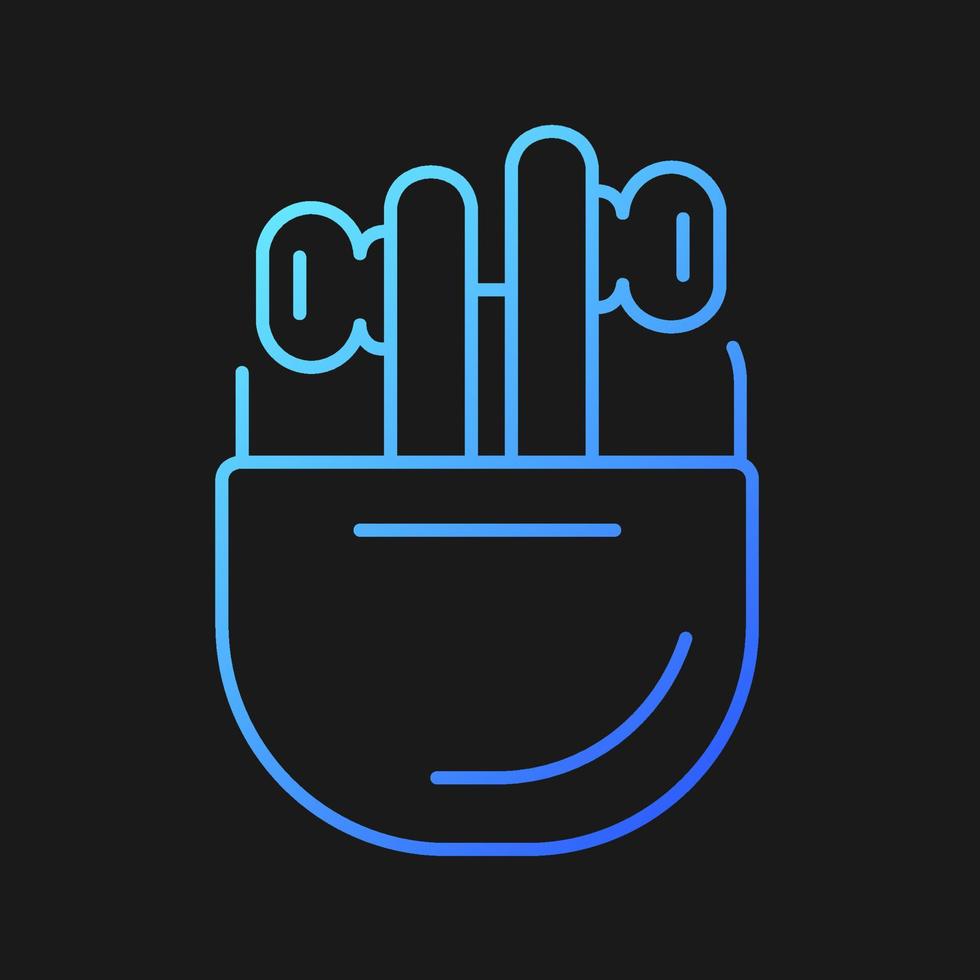 Charging case for wireless earphones gradient vector icon for dark theme. Portable device for recharging earpieces. Thin line color symbol. Modern style pictogram. Vector isolated outline drawing