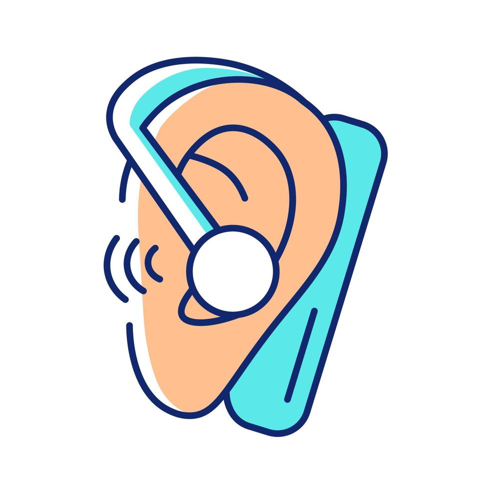 icono de color rgb de auriculares manos libres. auricular inalámbrico para conversaciones de negocios. conectado al teléfono inteligente. llamando mientras conduce. ilustración vectorial aislada. dibujo lineal relleno simple vector