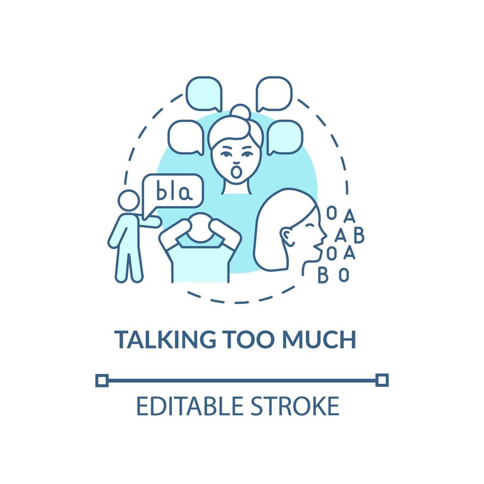 Talking too much concept icon. Hyperactive-impulsive symptom abstract idea thin line illustration. Hyperverbal speech. Compulsive talker. Vector isolated outline color drawing. Editable stroke